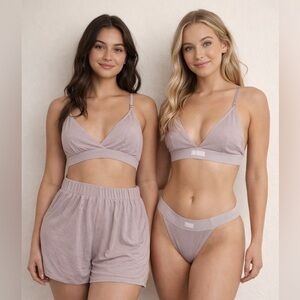 SKIMS bundle set in color mica, bra shorts panties